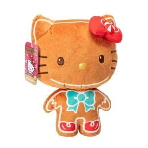 2025 BRAND NEW Hello Kitty Cat Gingerbread Christmas Holiday Plush Stuffy 3D Bow